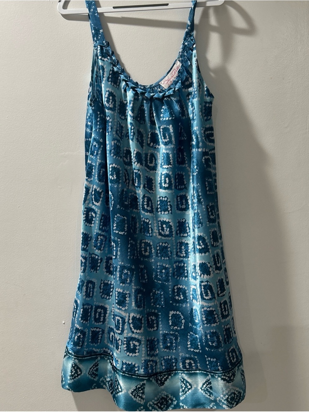 Oscar de la Renta Blue Printed Satin Chemise